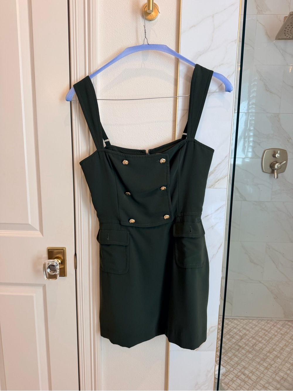Amanda Uprichard Black Double-Breasted Pocket Romper